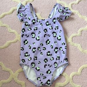 Tucker + Tate Purple Leopard Print Ruffle Swimsuit